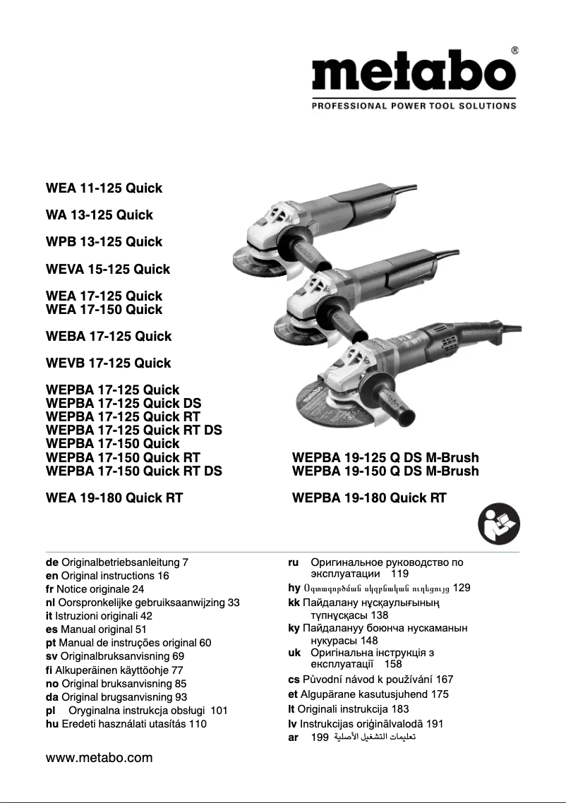 Page 1 of the manual User Manual Metabo WEPBA 17-150 Quick RT