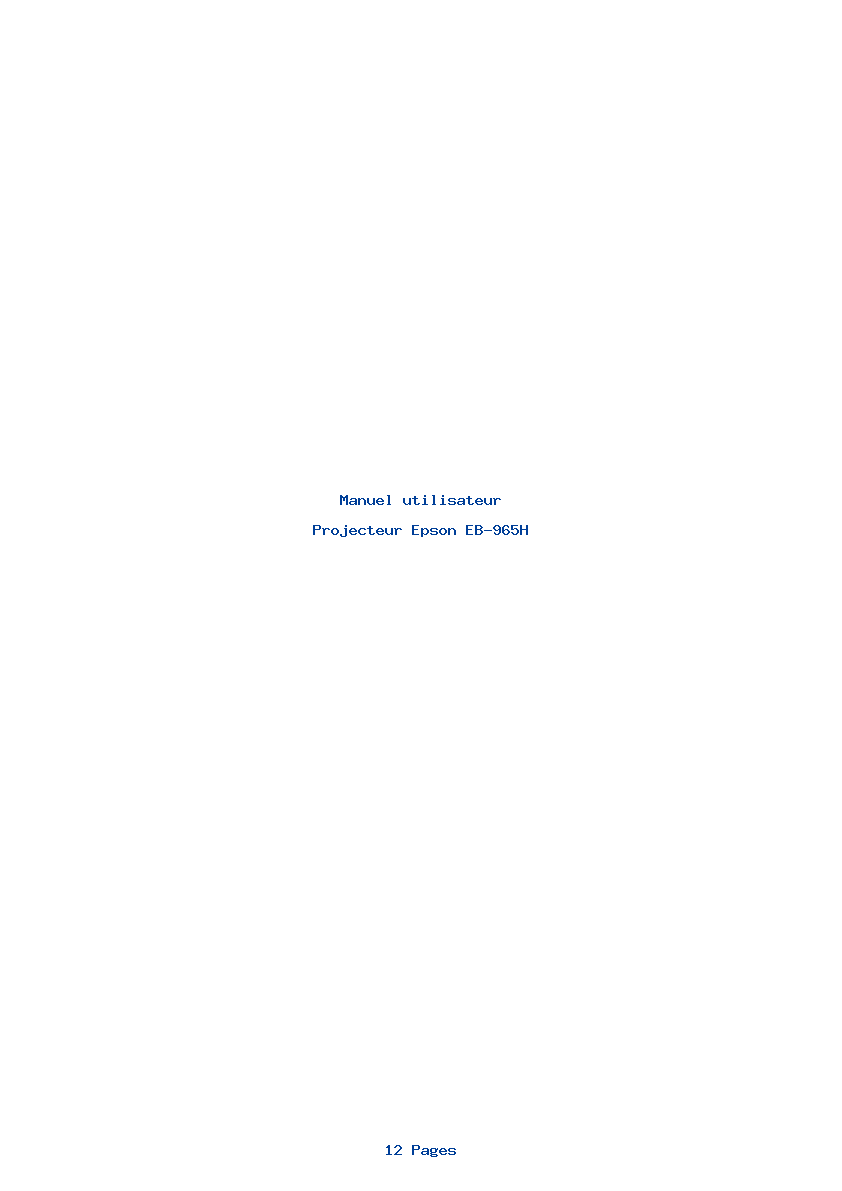 Page 1 de la notice Manuel utilisateur Epson EB-965H