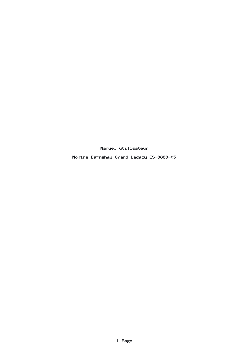 Page 1 de la notice Manuel utilisateur Earnshaw Grand Legacy ES-8088-05