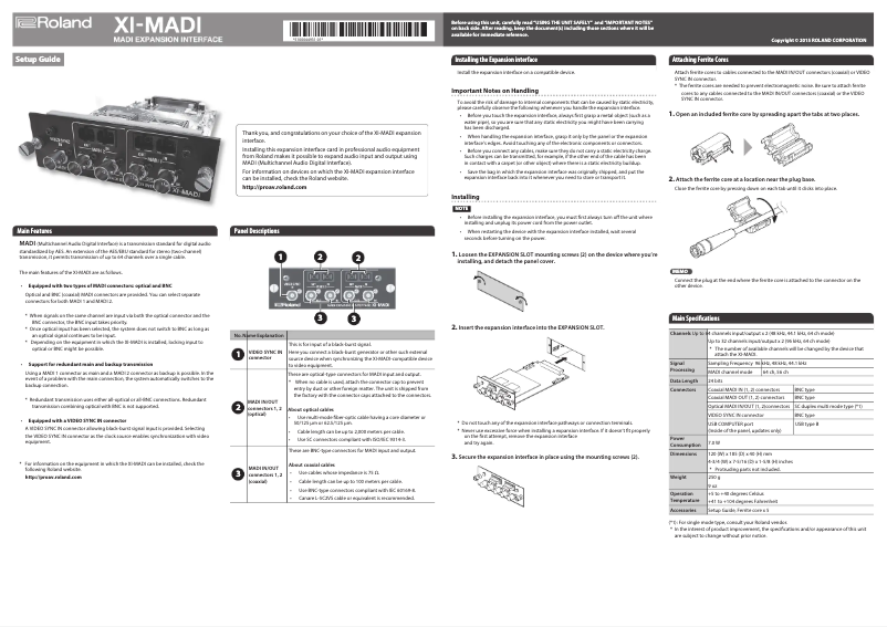 Page 1 de la notice Manuel utilisateur Roland XI-MADI
