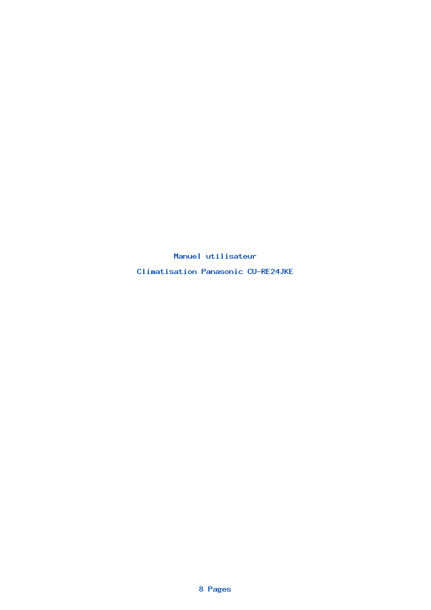 Page 1 de la notice Manuel utilisateur Panasonic CU-RE24JKE