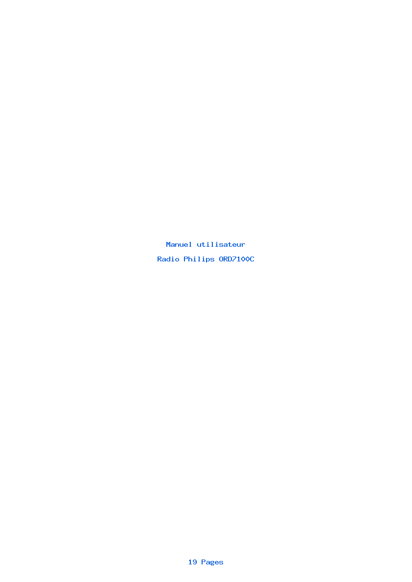 Page 1 de la notice Manuel utilisateur Philips ORD7100C