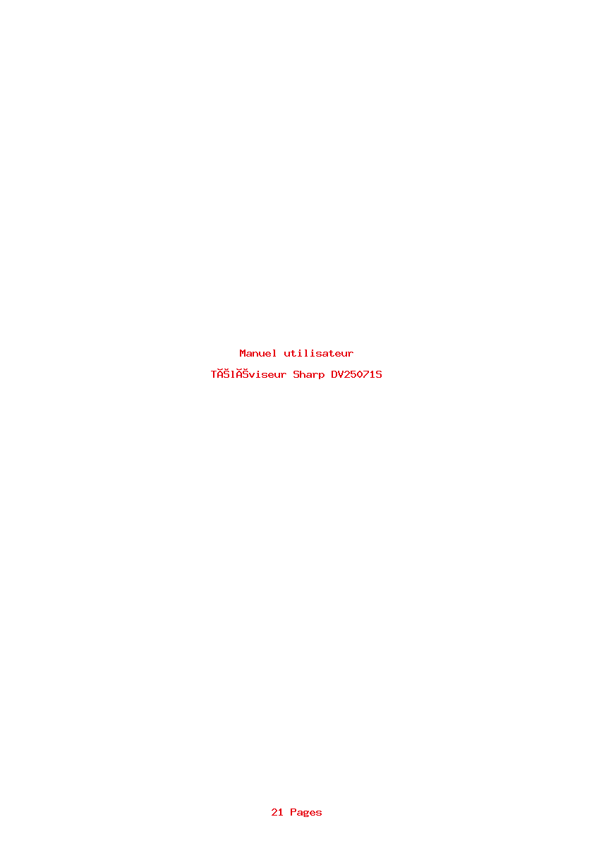 Page 1 de la notice Manuel utilisateur Sharp DV25071S