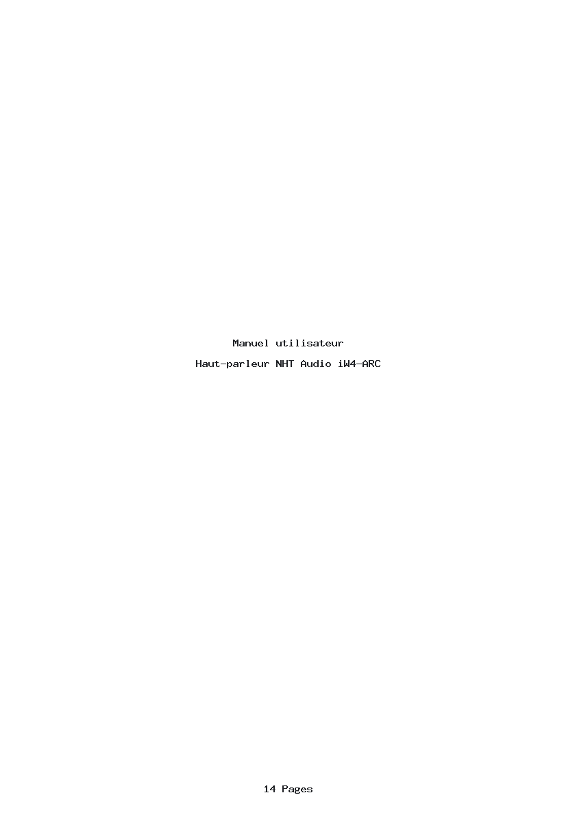 Page 1 de la notice Manuel utilisateur NHT Audio iW4-ARC