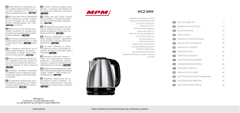 Page 1 de la notice Manuel utilisateur MPM MCZ-84M