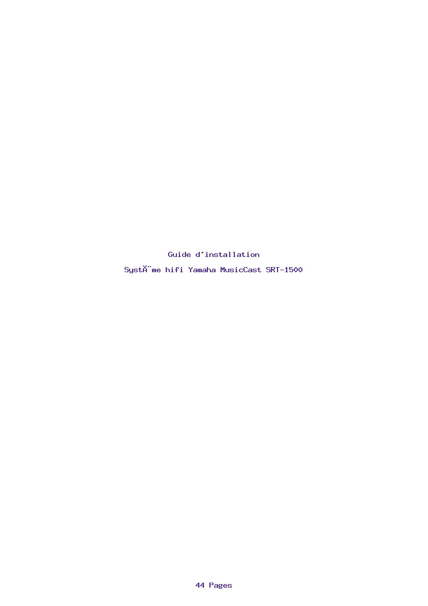 Page 1 de la notice Guide d'installation Yamaha MusicCast SRT-1500