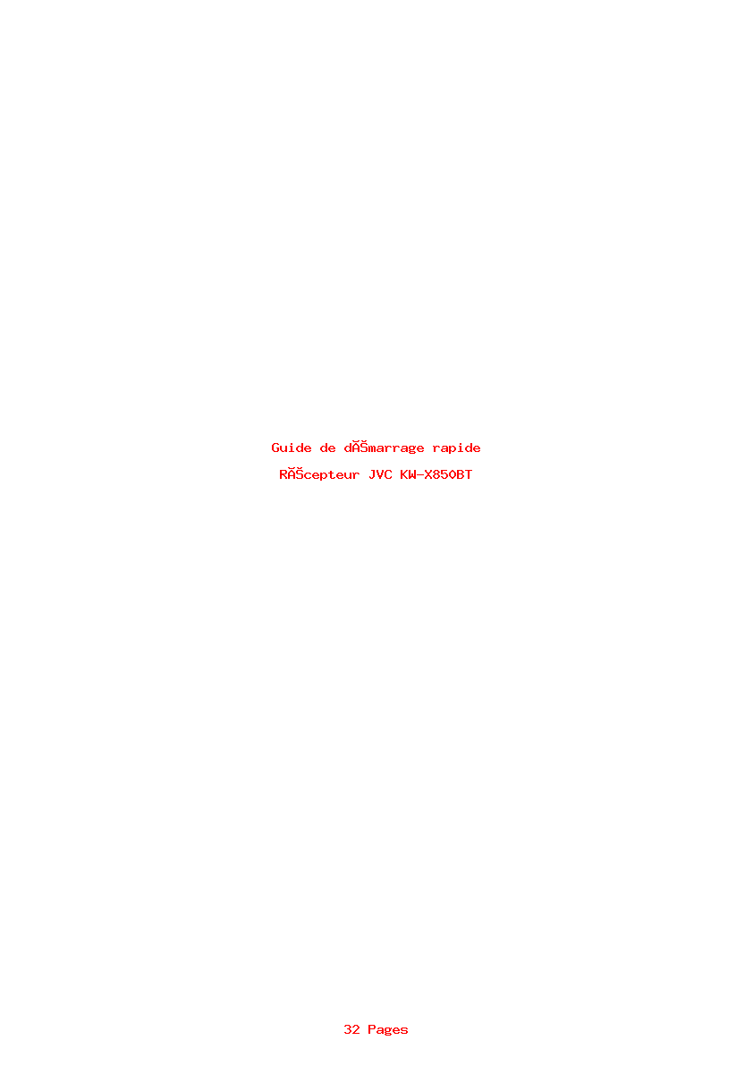 Page 1 de la notice Guide de démarrage rapide JVC KW-X850BT