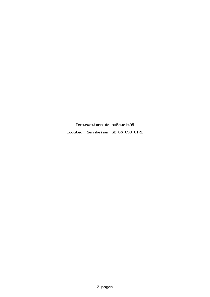 Page 1 de la notice Instructions de sécurité Sennheiser SC 60 USB CTRL