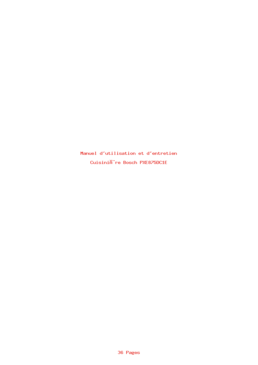 Page 1 de la notice Manuel d'utilisation et d'entretien Bosch PXE875DC1E