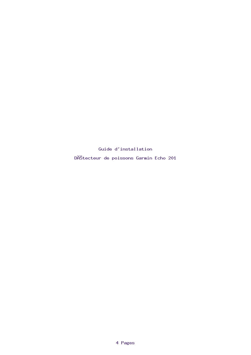 Page 1 de la notice Guide d'installation Garmin Echo 201