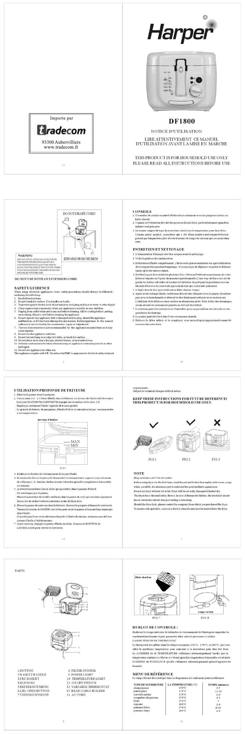 Page 1 de la notice Manuel utilisateur Harper DF1800