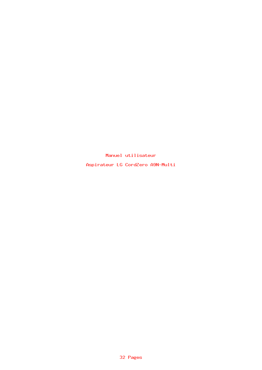 Page 1 de la notice Manuel utilisateur LG CordZero A9N-Multi