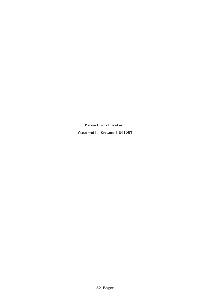 Page 1 de la notice Manuel utilisateur Kenwood U410BT