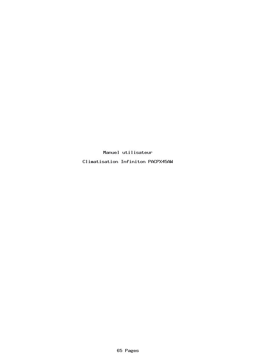 Page 1 de la notice Manuel utilisateur Infiniton PACPX45AW