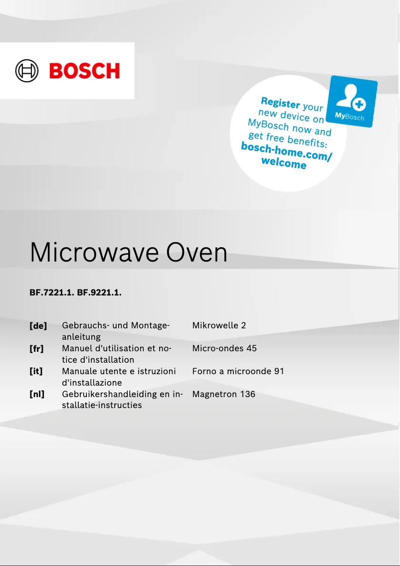 Page 1 of the manual User Manual Bosch BFL9221B1