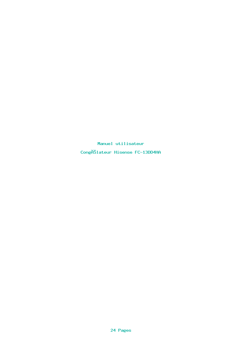 Page 1 de la notice Manuel utilisateur Hisense FC-13DD4HA