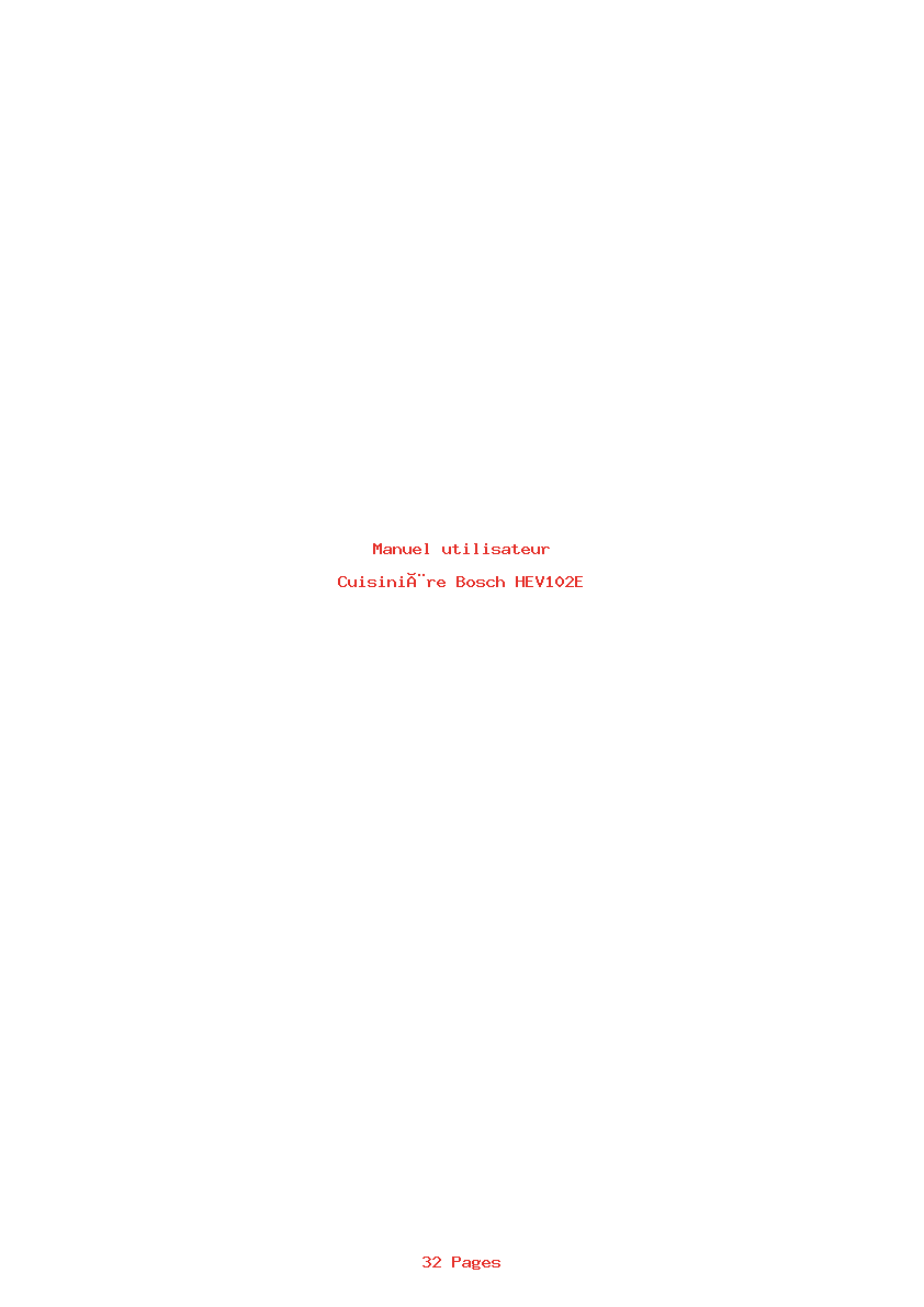 Page 1 de la notice Manuel utilisateur Bosch HEV102E