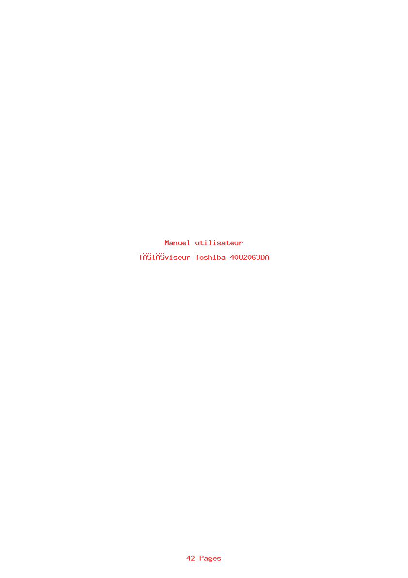 Page 1 de la notice Manuel utilisateur Toshiba 40U2063DA