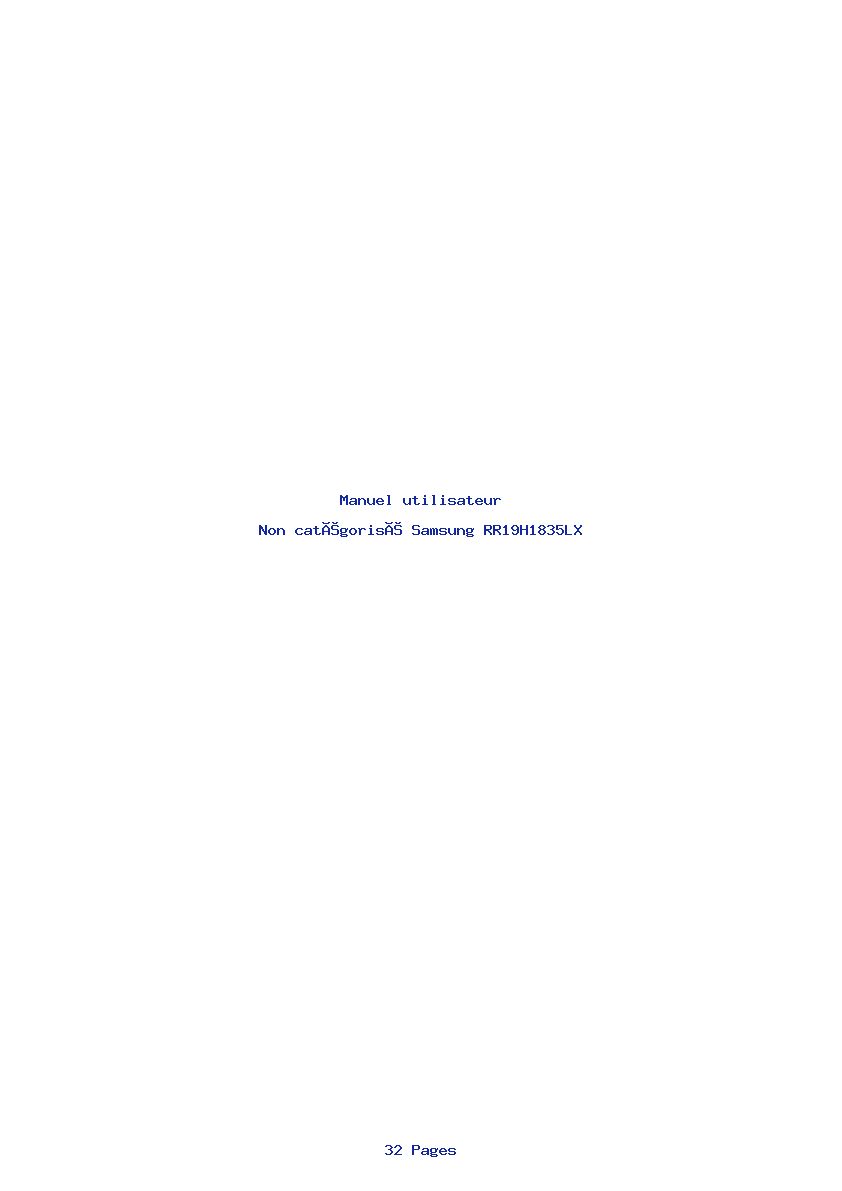 Page 1 de la notice Manuel utilisateur Samsung RR19H1835LX