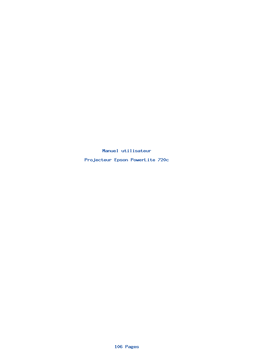 Page 1 de la notice Manuel utilisateur Epson PowerLite 720c