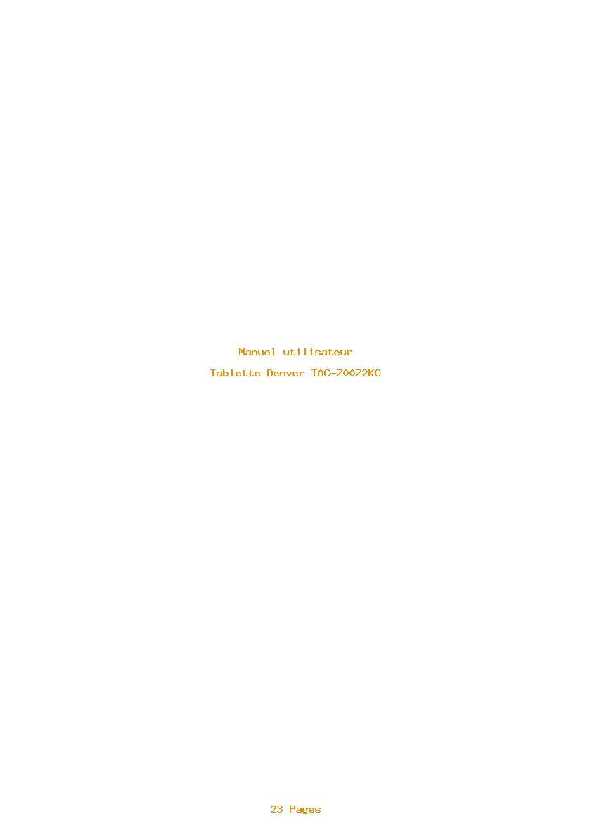Page 1 de la notice Manuel utilisateur Denver TAC-70072KC