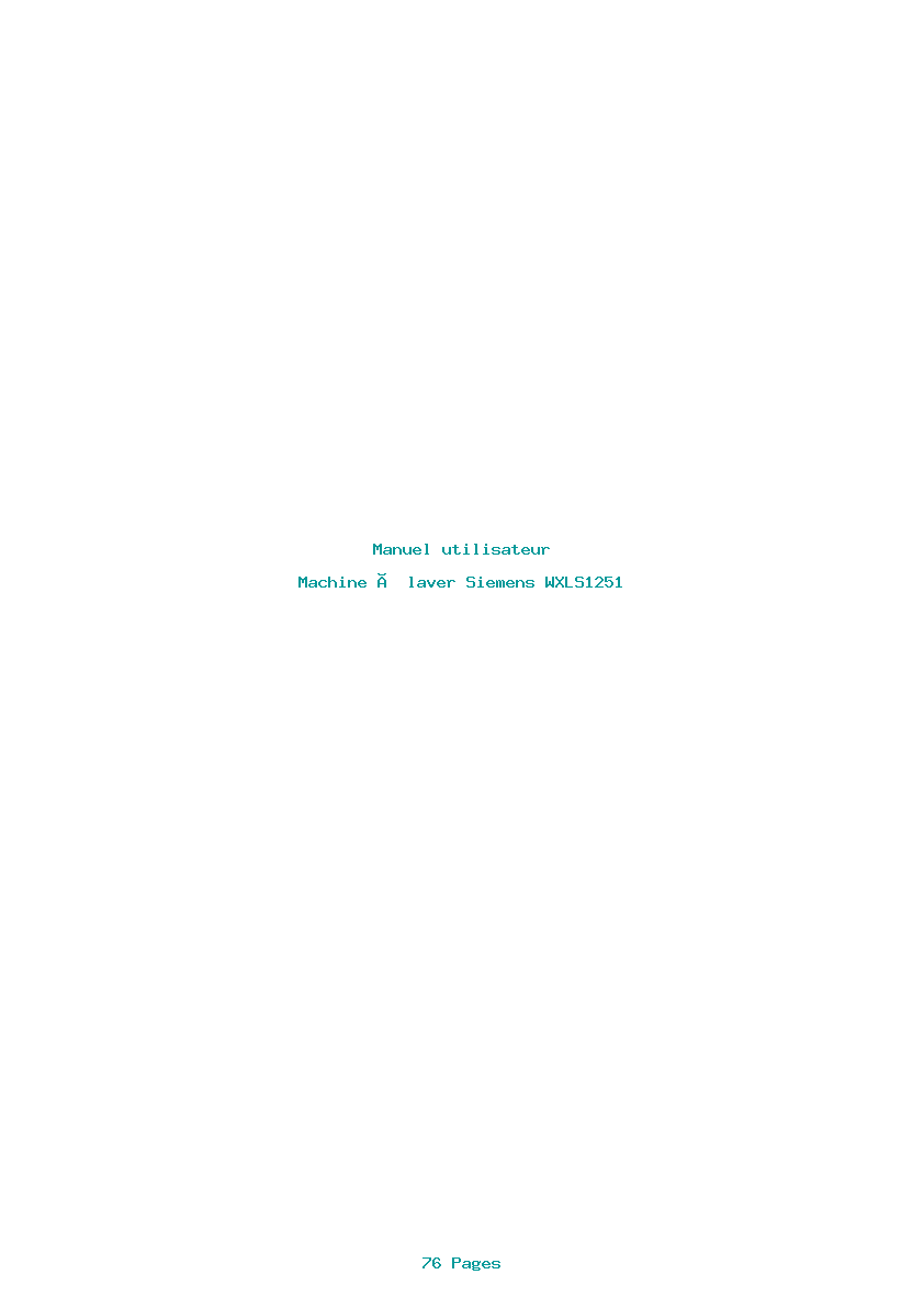Page 1 de la notice Manuel utilisateur Siemens WXLS1251