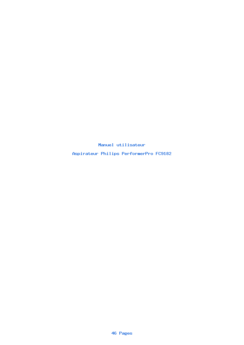 Page 1 de la notice Manuel utilisateur Philips PerformerPro FC9182