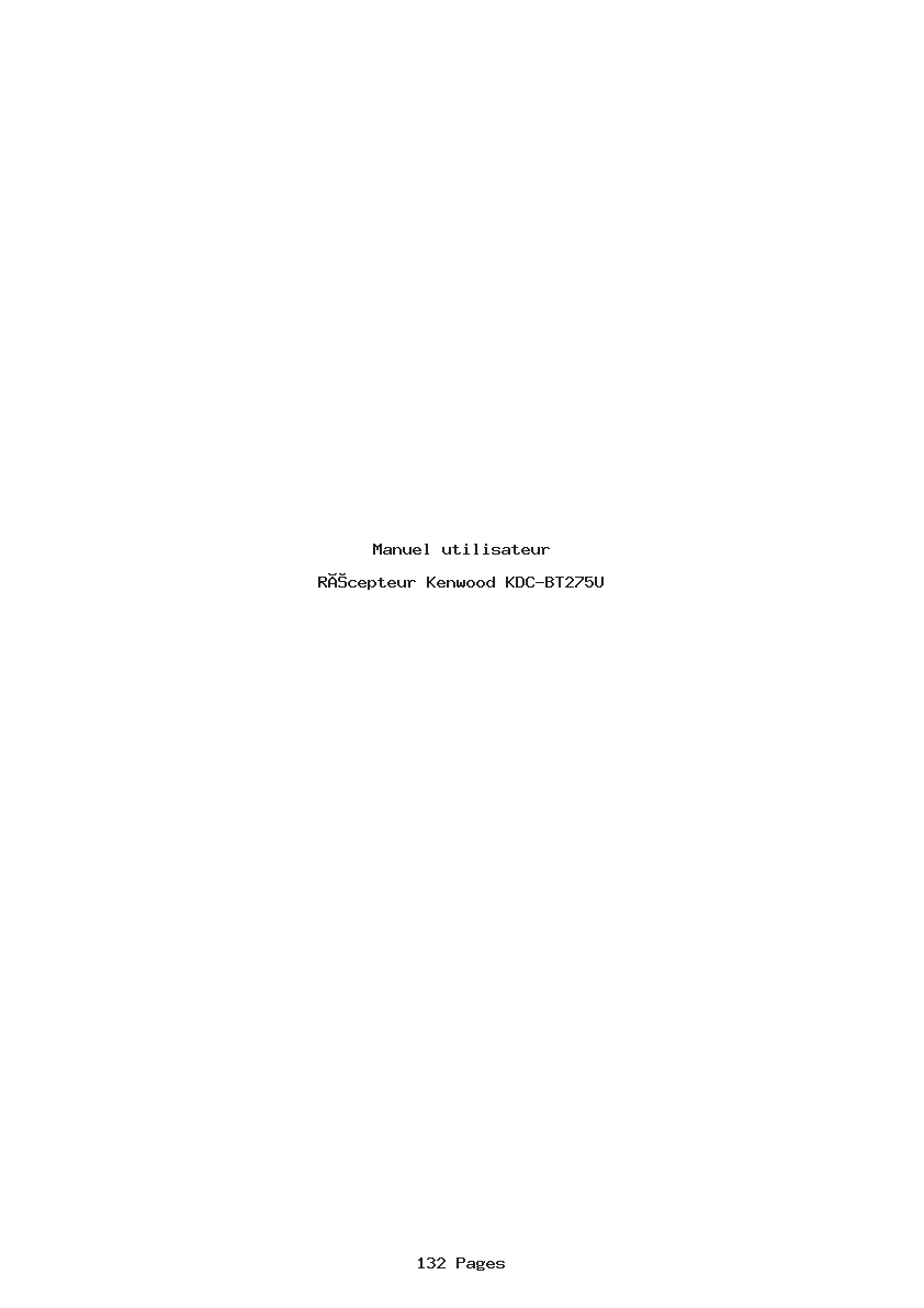 Page 1 de la notice Manuel utilisateur Kenwood KDC-BT275U