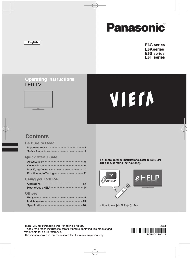 Page 1 de la notice Manuel utilisateur Panasonic Viera TX-L42E6