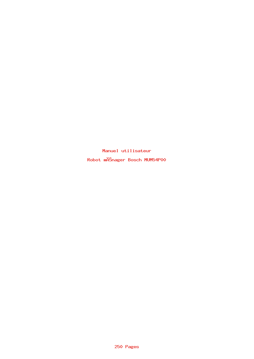Page 1 de la notice Manuel utilisateur Bosch MUM54P00