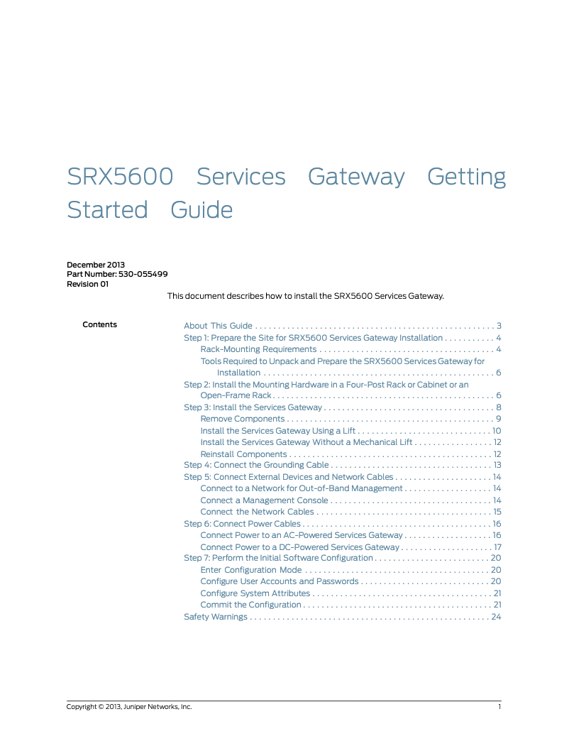 Página 1 del manual Manual de usuario Juniper SRX5600