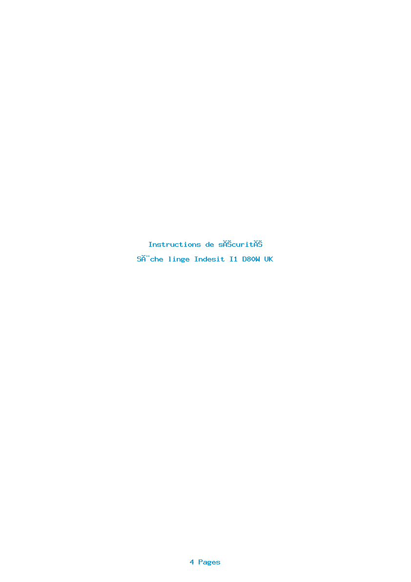 Image de la première page du manuel de l'appareil I1 D80W UK
