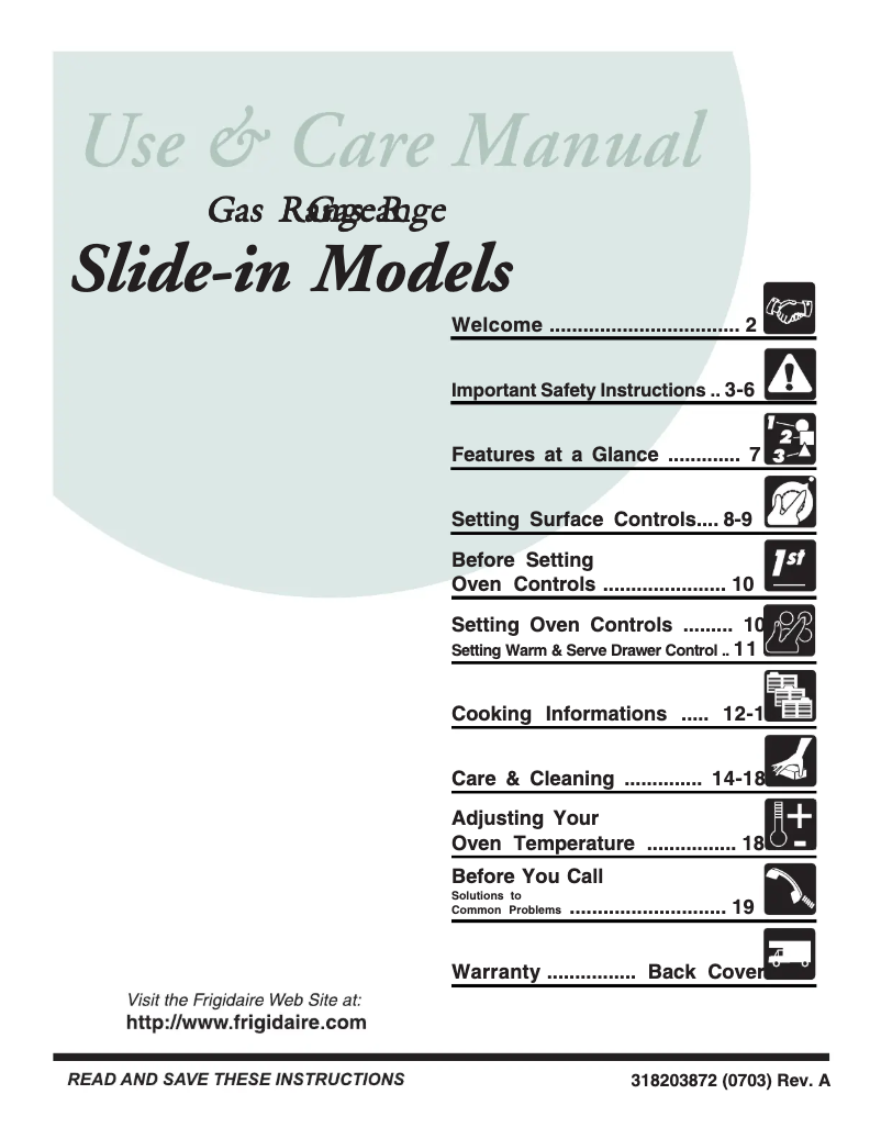 Page 1 de la notice Manuel utilisateur Frigidaire GLGS389FB