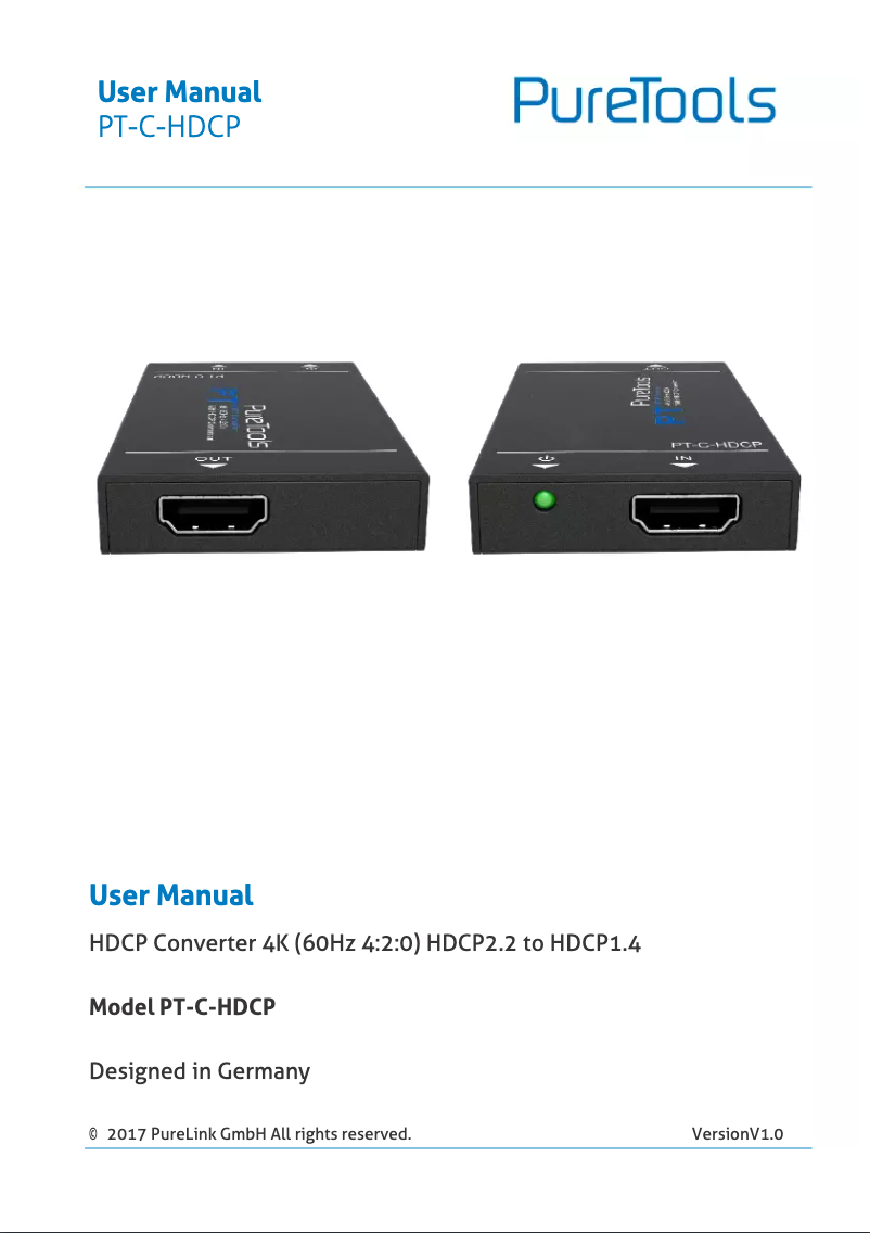 Page 1 de la notice Manuel utilisateur PureLink PT-C-HDCP