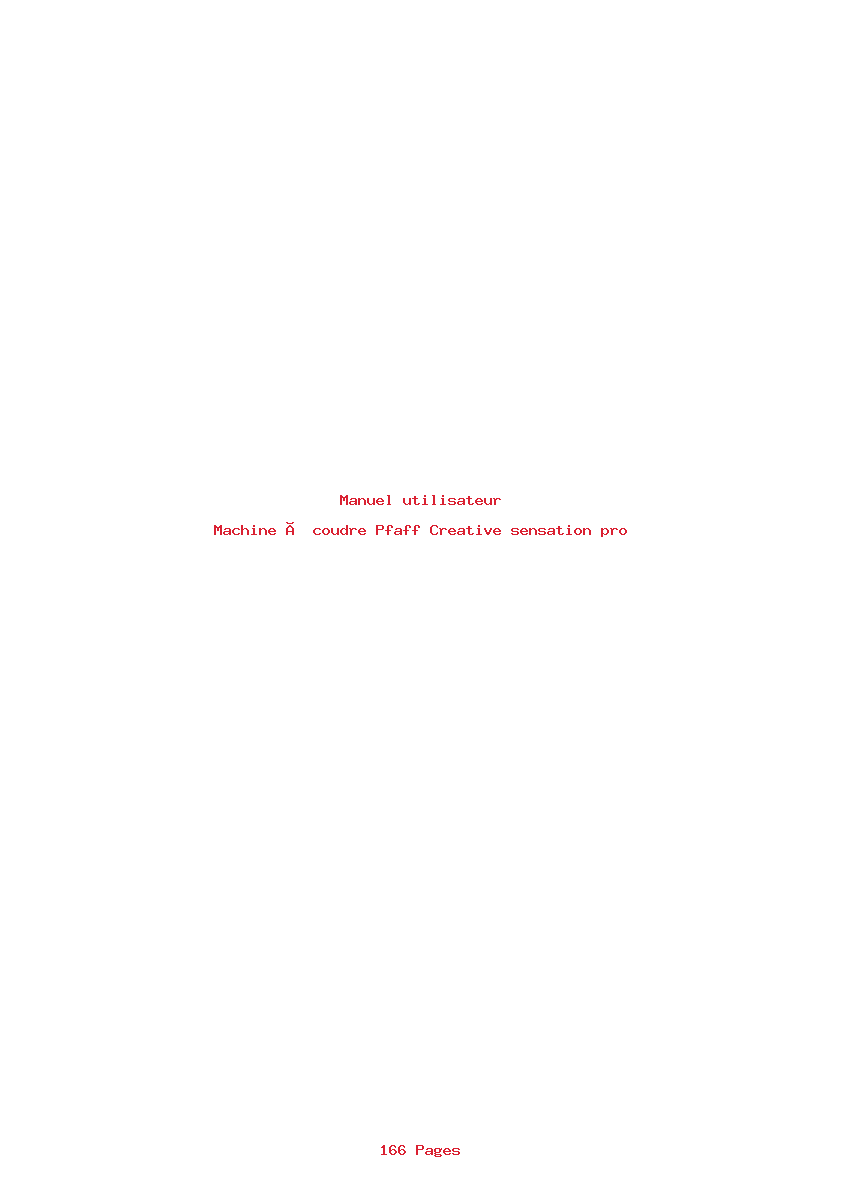 Page 1 de la notice Manuel utilisateur Pfaff Creative sensation pro
