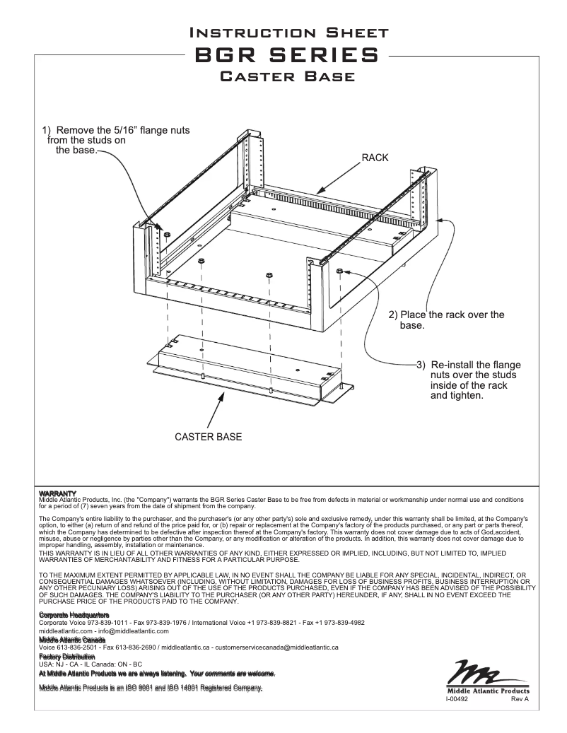 Page 1 de la notice Manuel utilisateur Middle Atlantic CBS-BGR