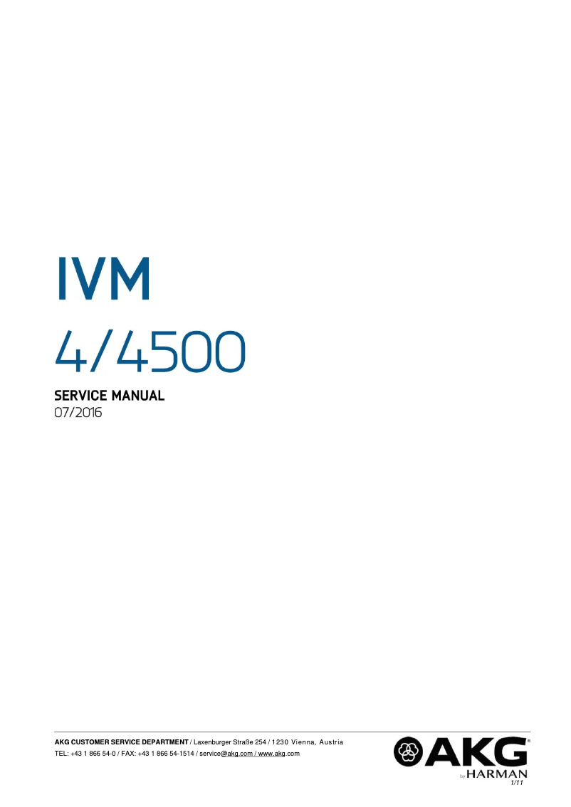 Page 1 de la notice Manuel utilisateur AKG IVM4500 IEM