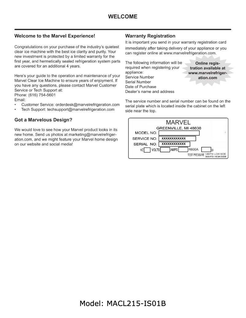 Page 1 de la notice Fiche technique Marvel MACL215-IS01B