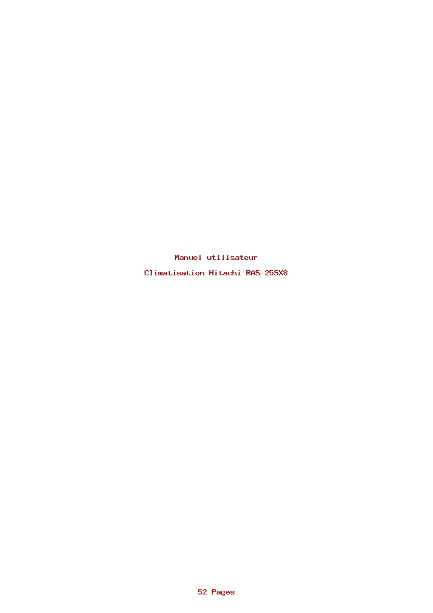 Page 1 de la notice Manuel utilisateur Hitachi RAS-25SX8