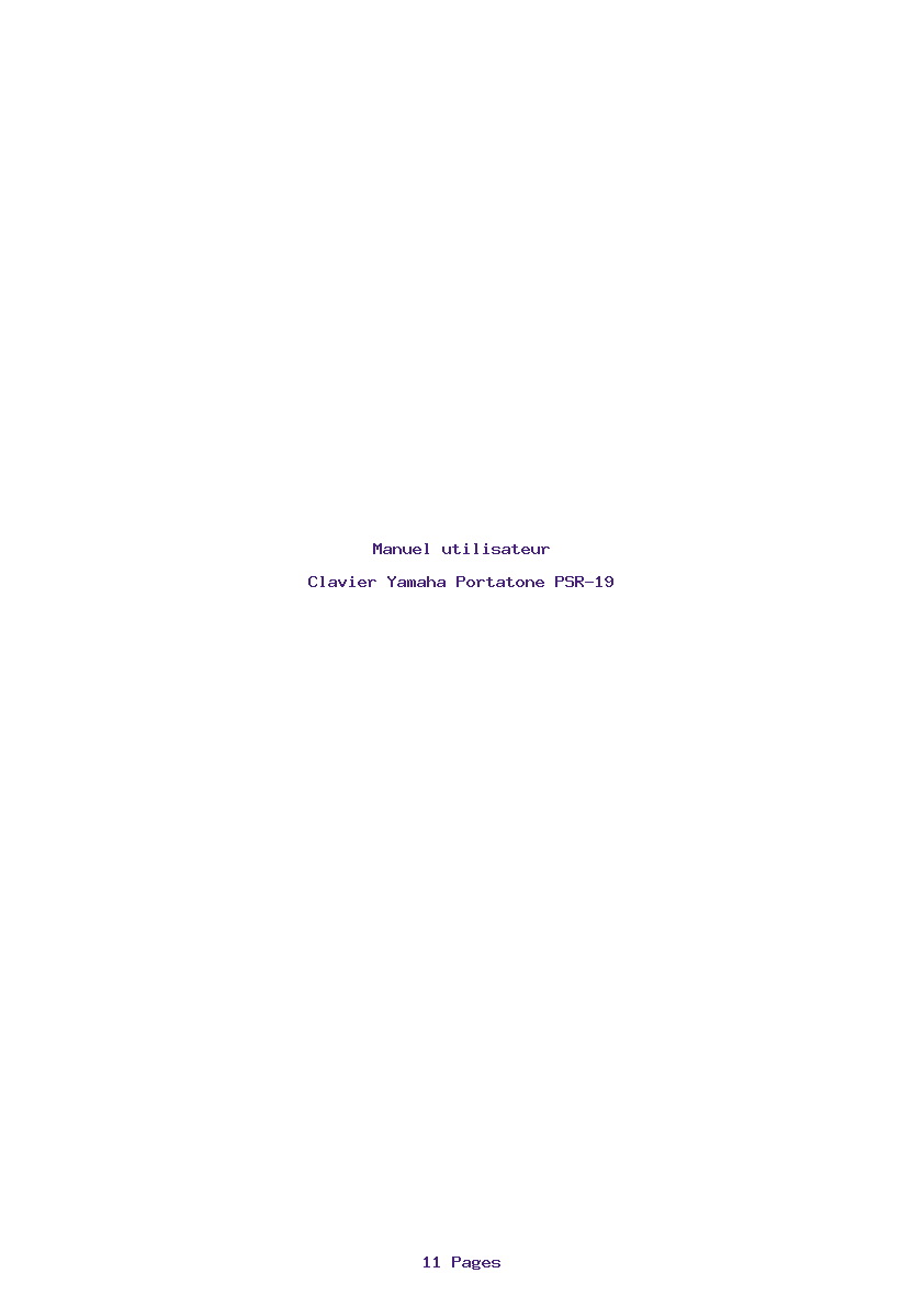 Page 1 de la notice Manuel utilisateur Yamaha Portatone PSR-19