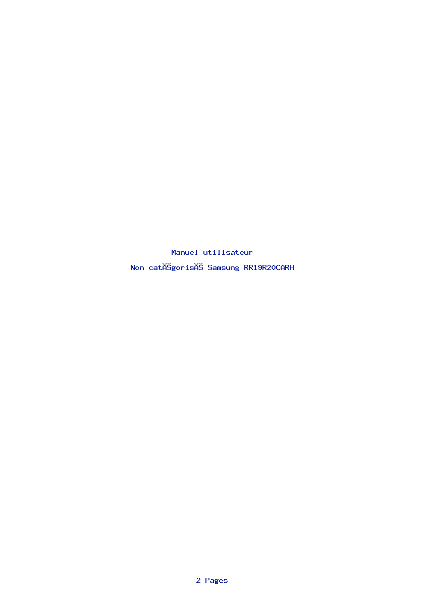 Page 1 de la notice Manuel utilisateur Samsung RR19R20CARH