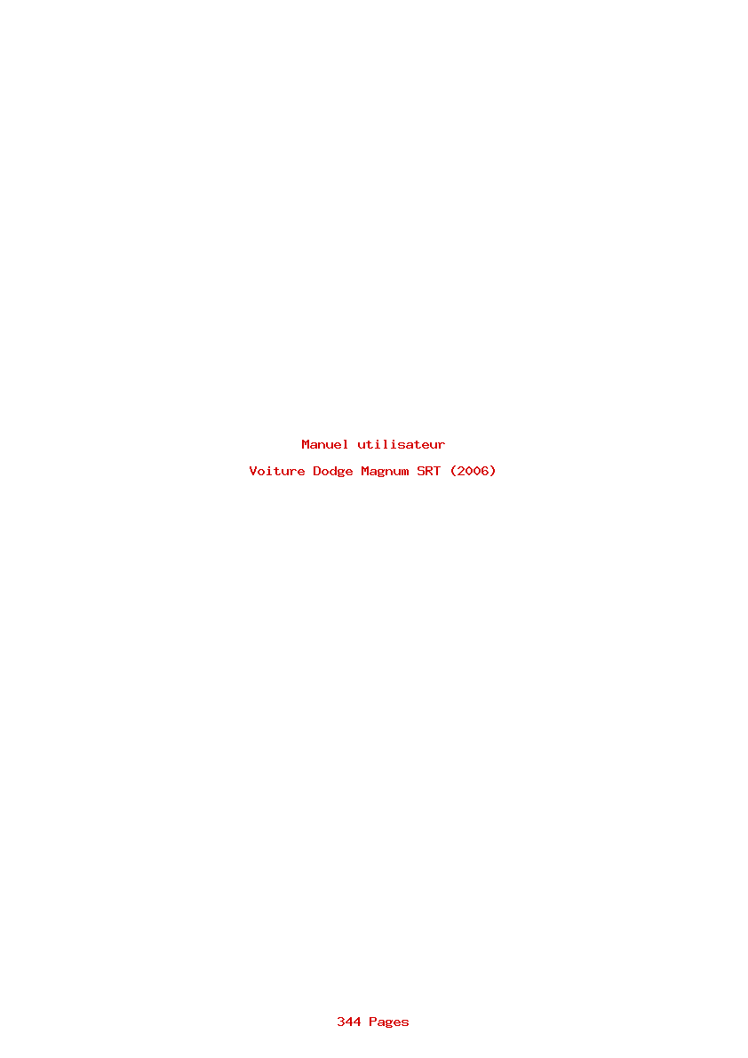 Page 1 de la notice Manuel utilisateur Dodge Magnum SRT (2006)