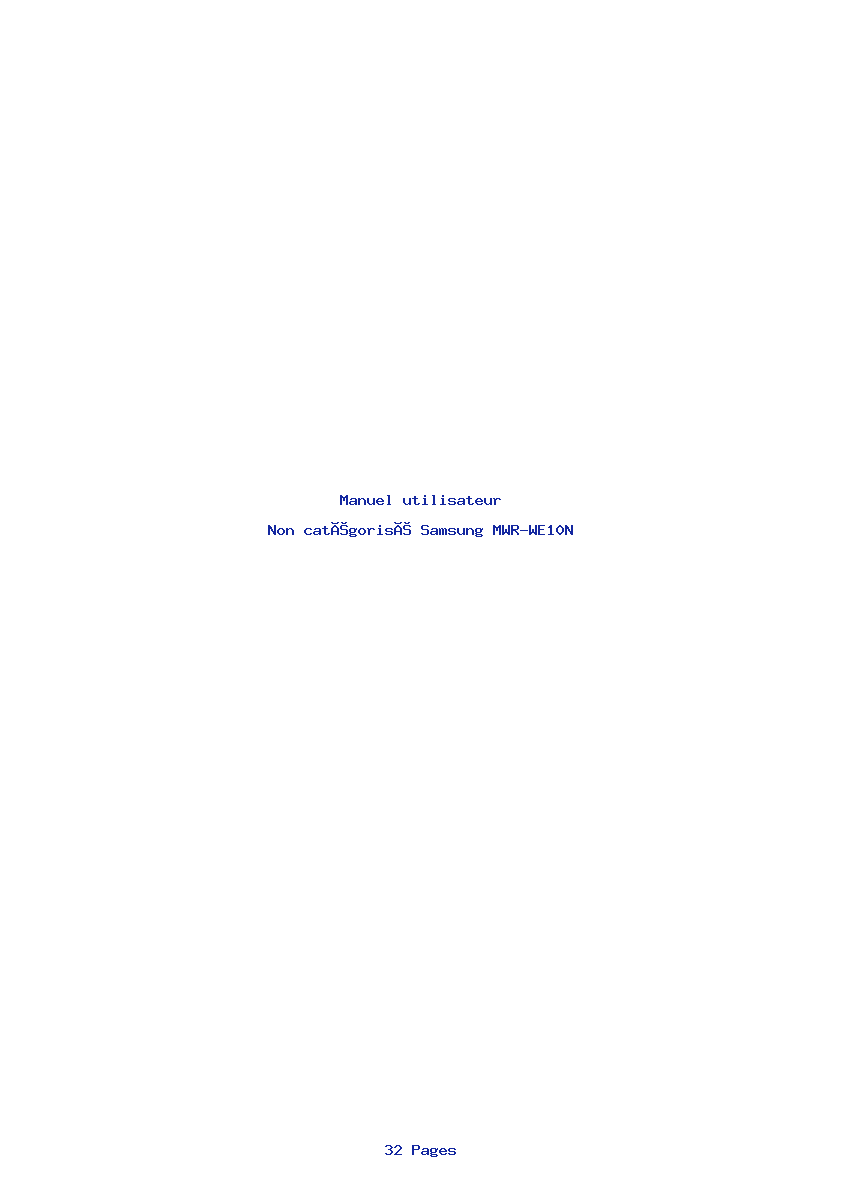 Page 1 de la notice Manuel utilisateur Samsung MWR-WE10N