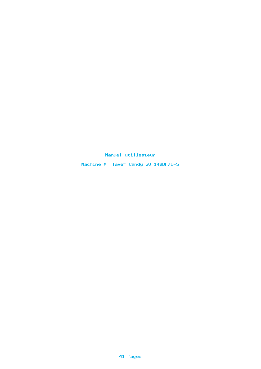 Page 1 de la notice Manuel utilisateur Candy GO 148DF/L-S