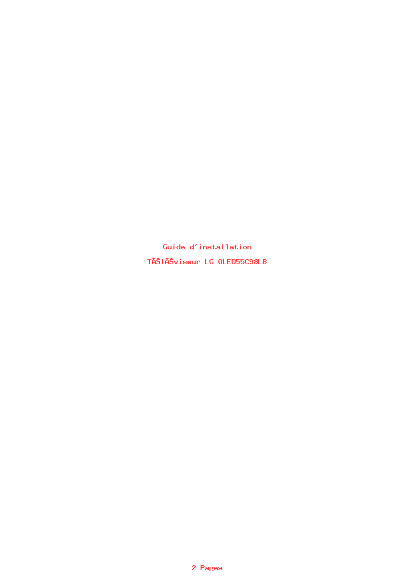 Page 1 de la notice Guide d'installation LG OLED55C98LB