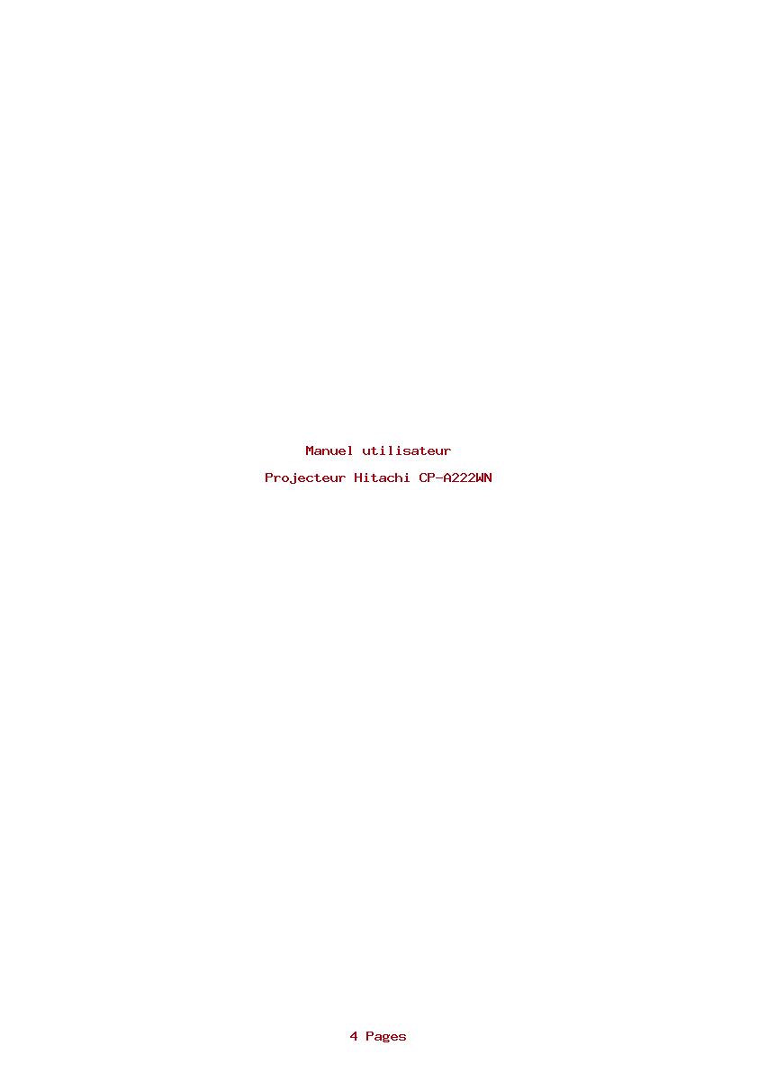 Page 1 de la notice Manuel utilisateur Hitachi CP-A222WN