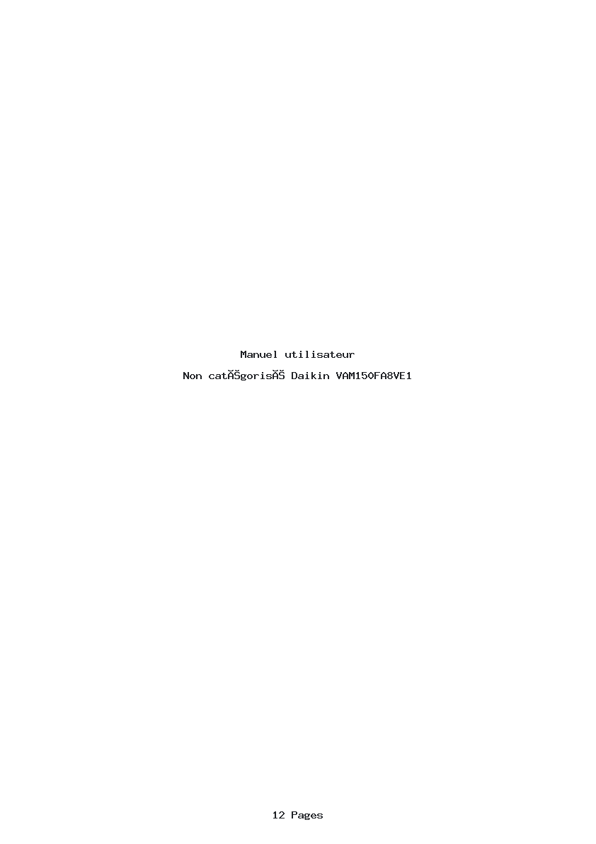 Page 1 de la notice Manuel utilisateur Daikin VAM150FA8VE1