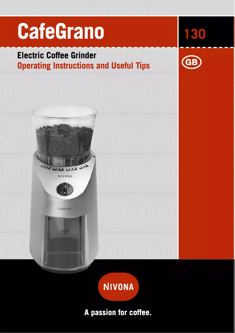 Page 1 de la notice Manuel utilisateur Nivona CafeGrano 120