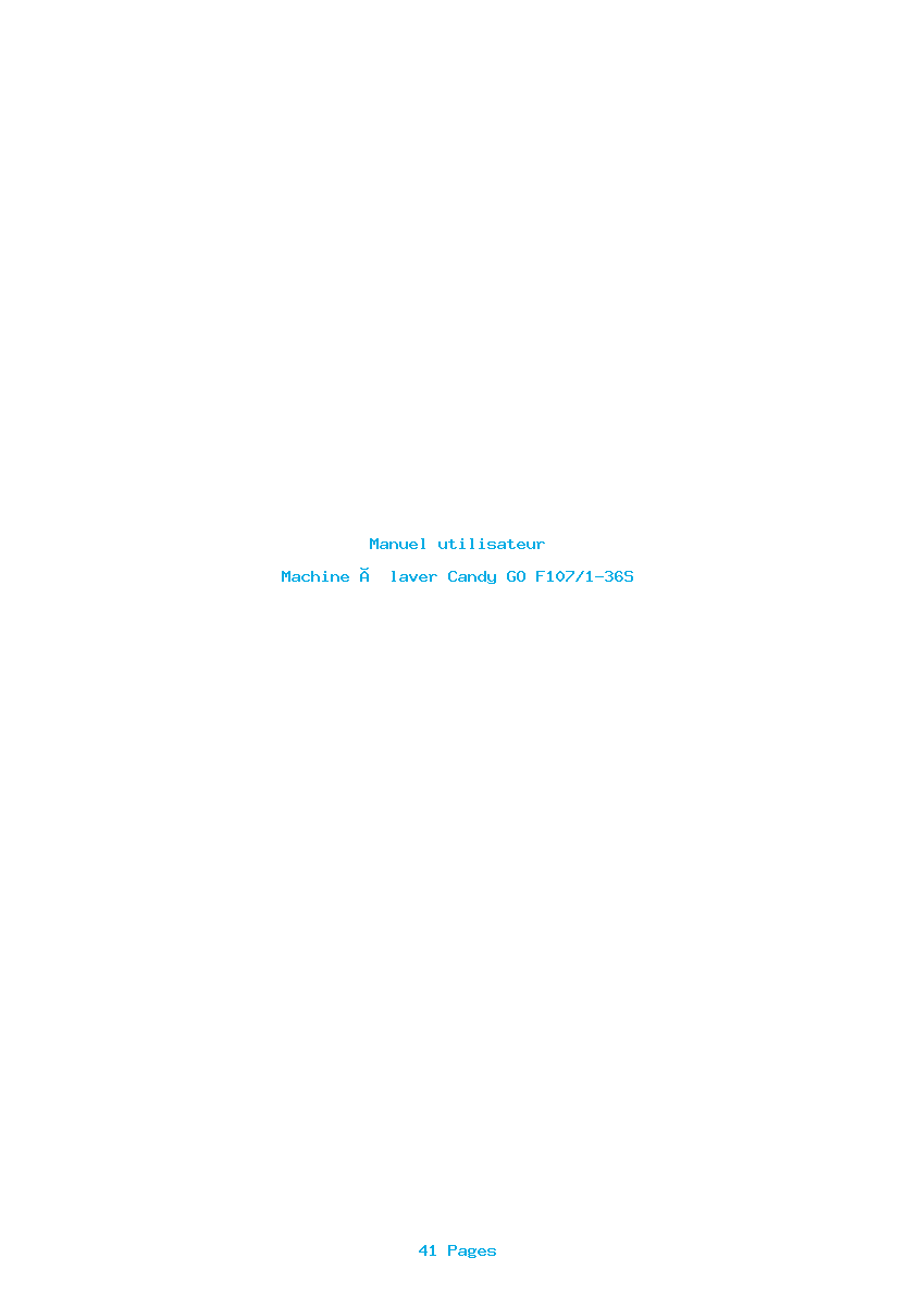 Page 1 de la notice Manuel utilisateur Candy GO F107/1-36S