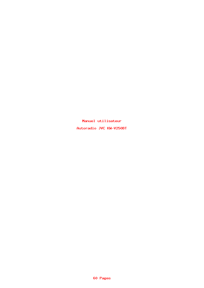 Page 1 de la notice Manuel utilisateur JVC KW-V250BT